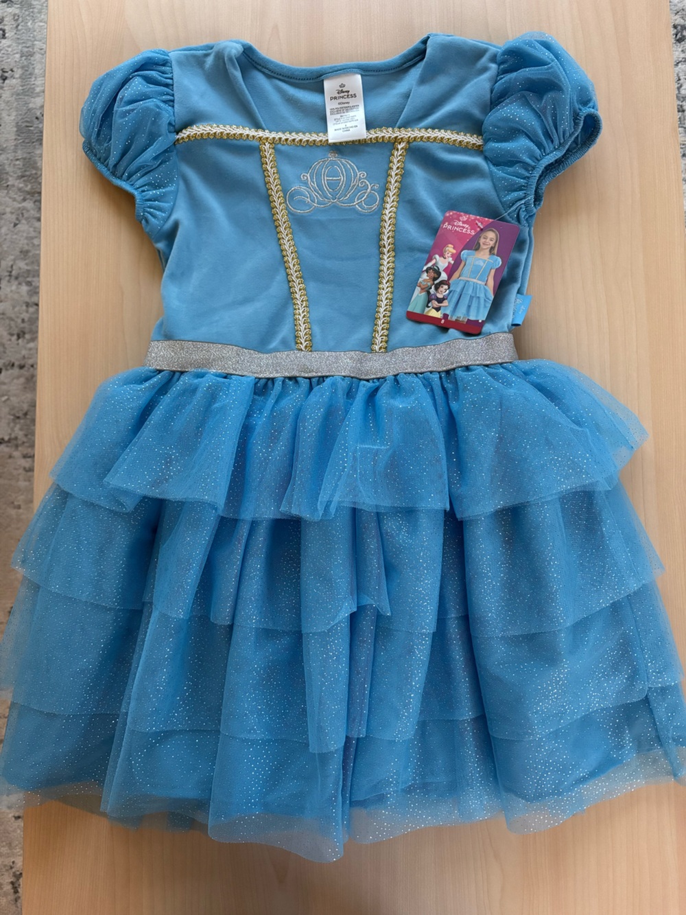Girls Disney Princess Cinderella Dress Blue Sparkly Tulle Velvet Size 8 NWT
